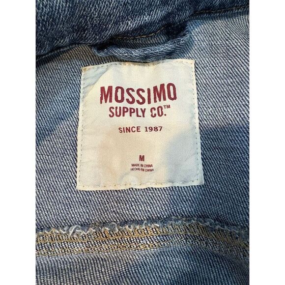 Mossimo Women's Distressed Denim Jacket Blue Size M Casual Long Sleeve - Picture 10 of 11